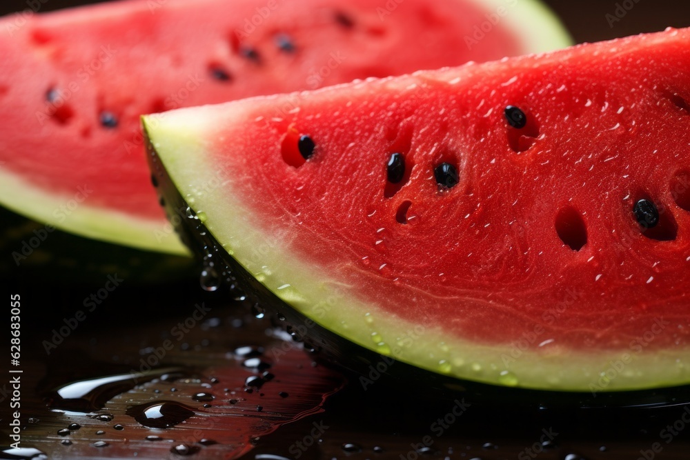 Poster appetizing watermelon. background with selective focus and copy space for text