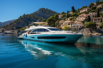 Fototapeta na wymiar luxury yacht. Travel cruise concept. AI generated, human enhancement