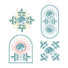 Set of vintage roses, vector illustration