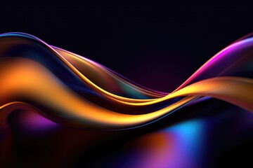 Digital, wave, oblique abstract background in rainbow style with dark colors on the background.