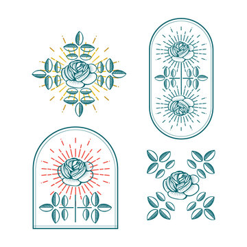 Set of vintage roses, vector illustration