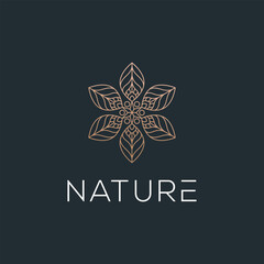 Leaf Flower Gold Luxury Elegant Decorative Mandala Minimalism Vector Logo Template