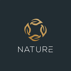 Leaf Flower Gold Luxury Elegant Decorative Mandala Minimalism Vector Logo Template