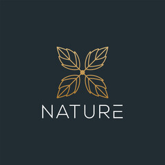 Leaf Flower Gold Luxury Elegant Decorative Mandala Minimalism Vector Logo Template