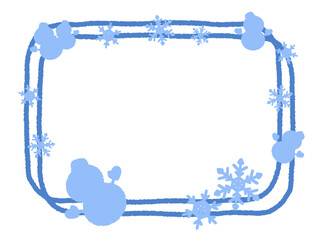 雪だるまと雪の結晶の四角フレーム