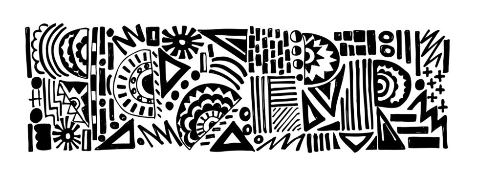 Hand drawn abstract seamless pattern, ethnic background, simple style. Great for textiles, banners, wallpapers, wrapping - vector design