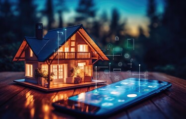 Photograph describing smart home technology that manages devices in the home using a phone or tablet.
