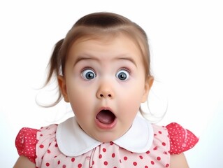 Portrait of a pretty child making amazed shoked expression on her face