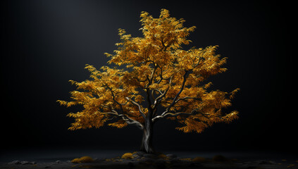 Naklejka na ściany i meble Tree with autumn colors isolated on dark background. AI generated