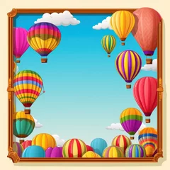Stickers pour porte Montgolfière Background with air balloons