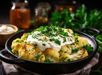 Cooked cauliflower in the casserole