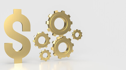 The Dollar symbol and Gears for Business concept 3d rendering