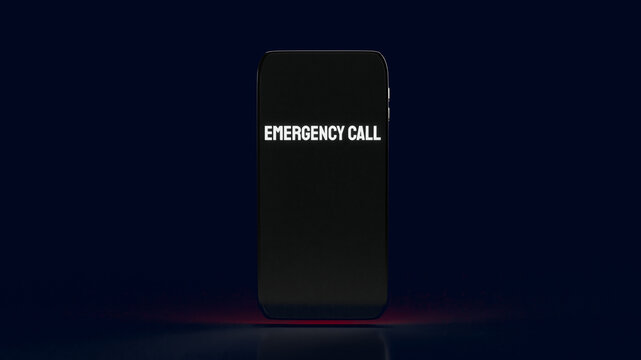 The  emergency call on mobile for ambulance or safety concept 3d rendering