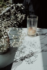 glass of water on the table