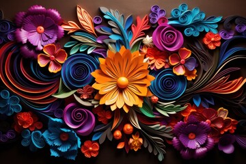 3D paper flowers vivid background