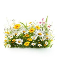 Spring grass and flowers background