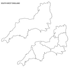 South West England Administrative Map Set - blank outline map