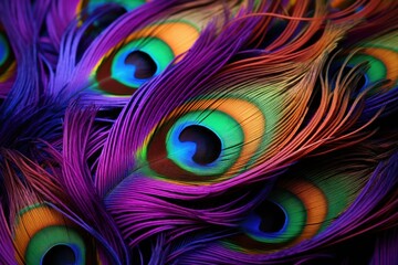 Obraz premium Colorful peacock feathers vivid background