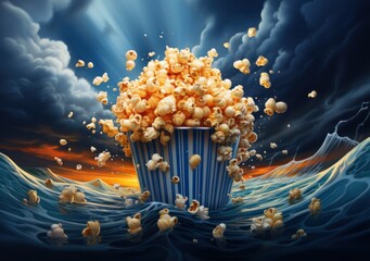 Vivid movie background with pop corn