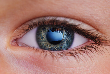 Fototapeta na wymiar Close-up of a baby's blue eye