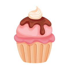 cupcake with melted chocolate cream icon
