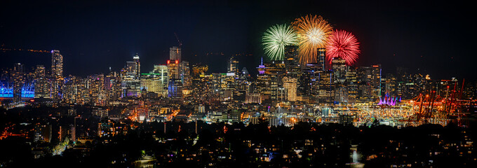 Vancouver Skyline with Fireworks Display