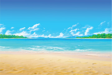 painting of tropical beach in summer