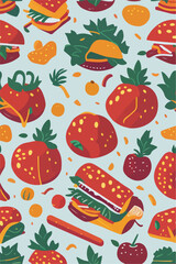 Mouthwatering Fast Food Feast, Vector Ingredients Illustration