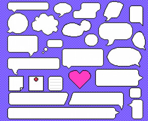 Obraz premium Pixel dialog set. Speech bubbles, dialog, note, thought. All elements grouped separately.