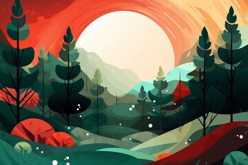abstract forest background cartoon art design