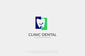 Clinic dental logo designs. Tooth abstract icons, dentist stomatology medical doctor. Vector concept