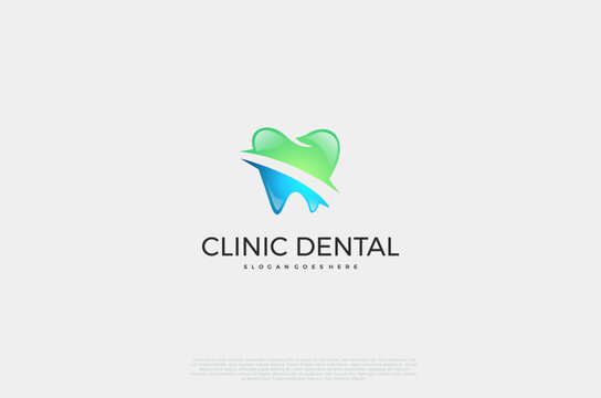 CLinic dental logo designs. Tooth abstract icons, dentist stomatology medical doctor. Vector concept