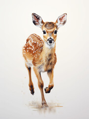 Deer spotted roe deer kid on a white background forest