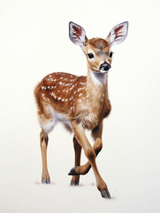 Deer spotted roe deer kid on a white background forest