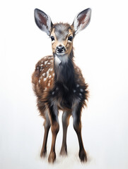 Fototapeta premium Deer spotted roe deer kid on a white background forest