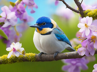 Cute Bird Flying in the Spring Stock Photos and Beautiful Sparrow and Robin for Wallpaper (Ai Generated) generative ai