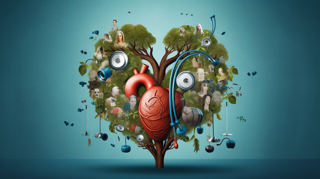 World healthcare day illustration, progress in science doctors, nurses and medicine 