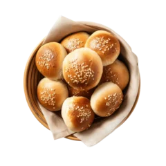 Fototapete Bäckerei Delicious Bowl of Dinner Rolls Isolated on a Transparent Background