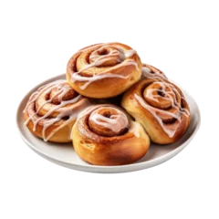 Photo sur Plexiglas Boulangerie Delicious Plate of Cinnamon Rolls Isolated on a Transparent Background