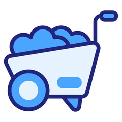  Wheel barrow, blue icon