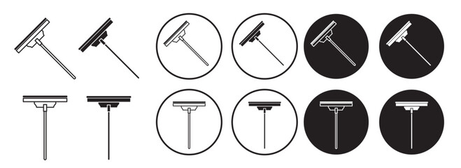 window squeegee icon set. window cleaning tool vector symbol in black filled and outlined style. 