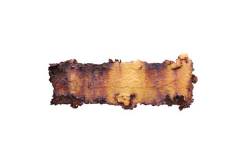 The old zinc for the wall is rusty and dirty local steel surfaces isolated on white background.