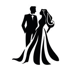 bride and groom silhouettes