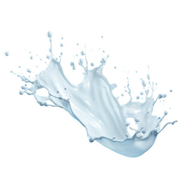 Water splash 3d illustration on white isolated on transparent or white background, png