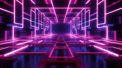 Abstrakter Hintergrund Neon Tunnel - mit KI erstellt 
