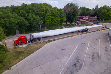  truck parking lot.  wind turbines transportation 