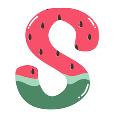 Watermelon vector latin alphabet. Illustration with summer english letters