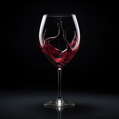 Heart shaped wine glass almost empty. Generative AI