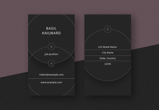 Minimal Vertical Business Card Layout with Circular Shapes