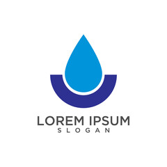 Blue water drop logo design template illustration.